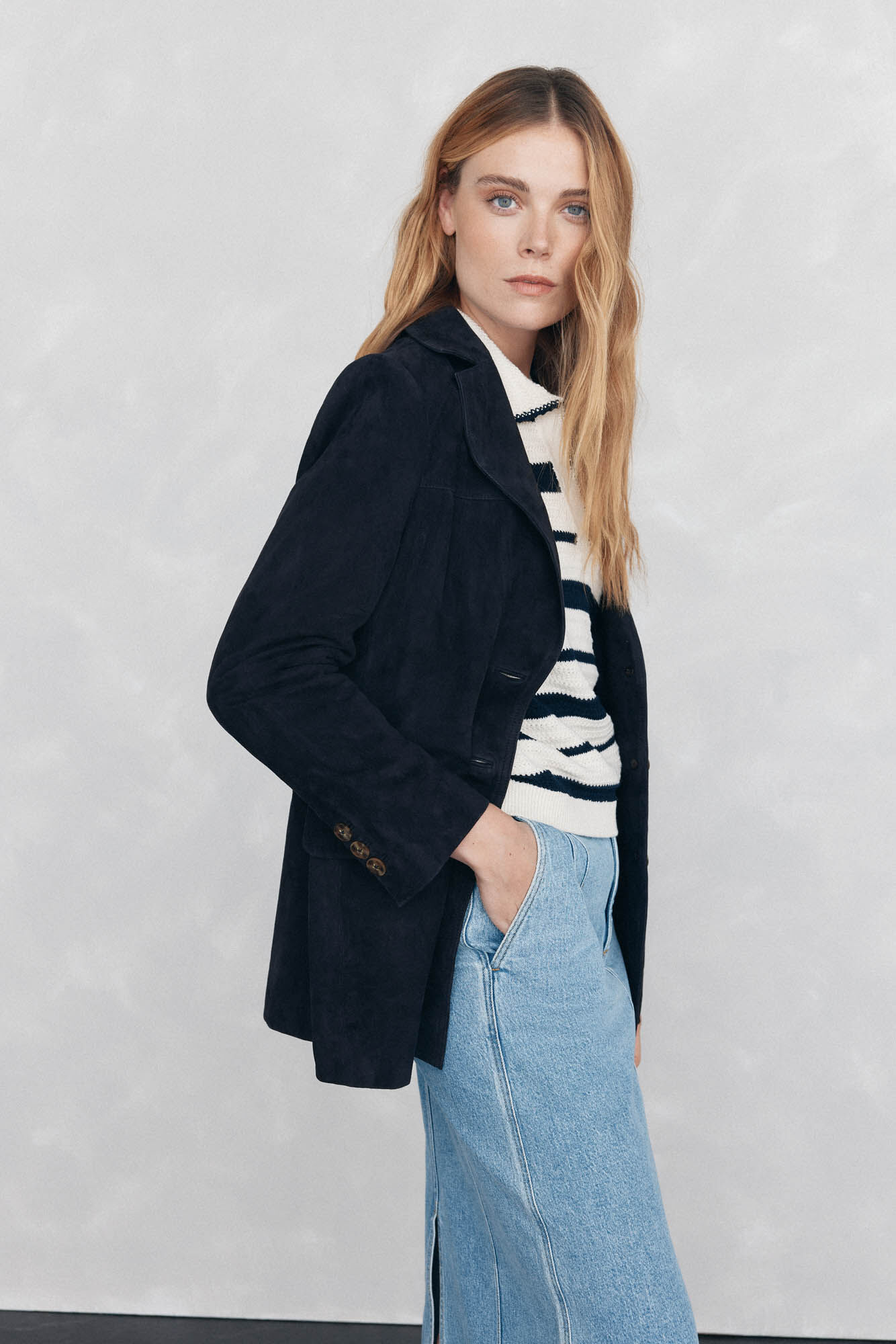 Pedro del Hierro Jaqueta longa de camur&ccedil;a Azul