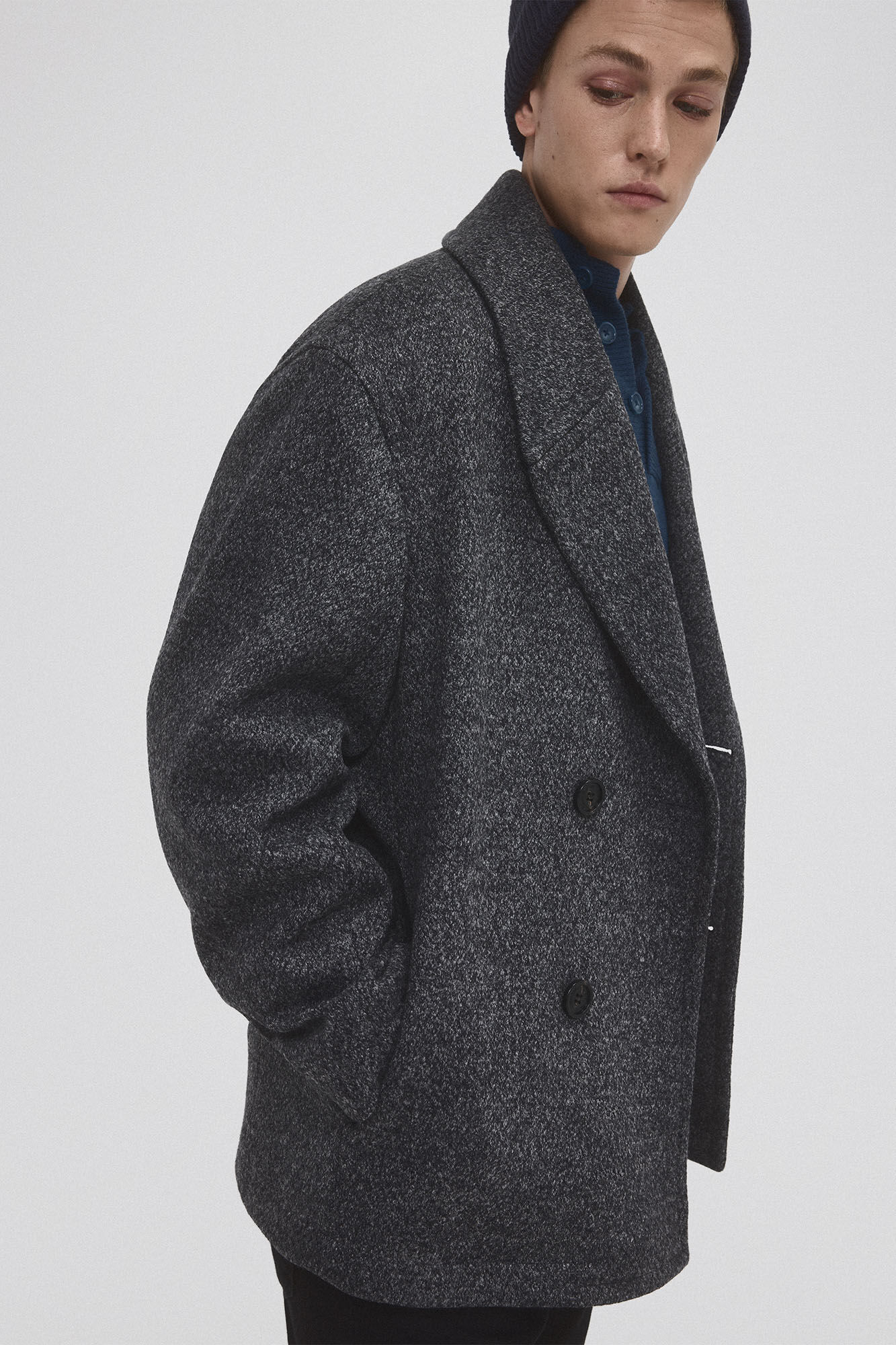 Pedro del Hierro Double-breasted donkey jacket Grey