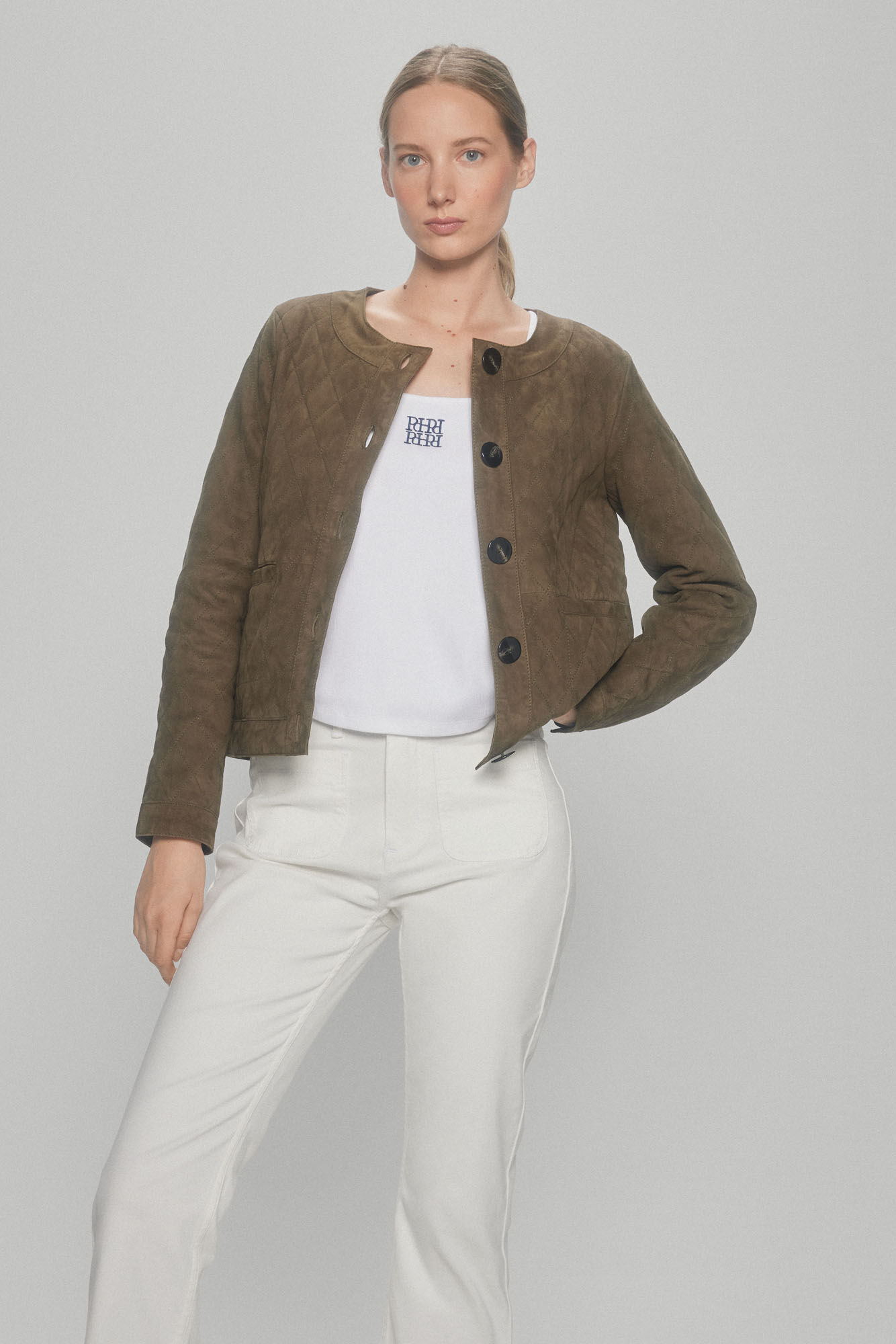 Pedro del Hierro Chaqueta quilting de ante Verde