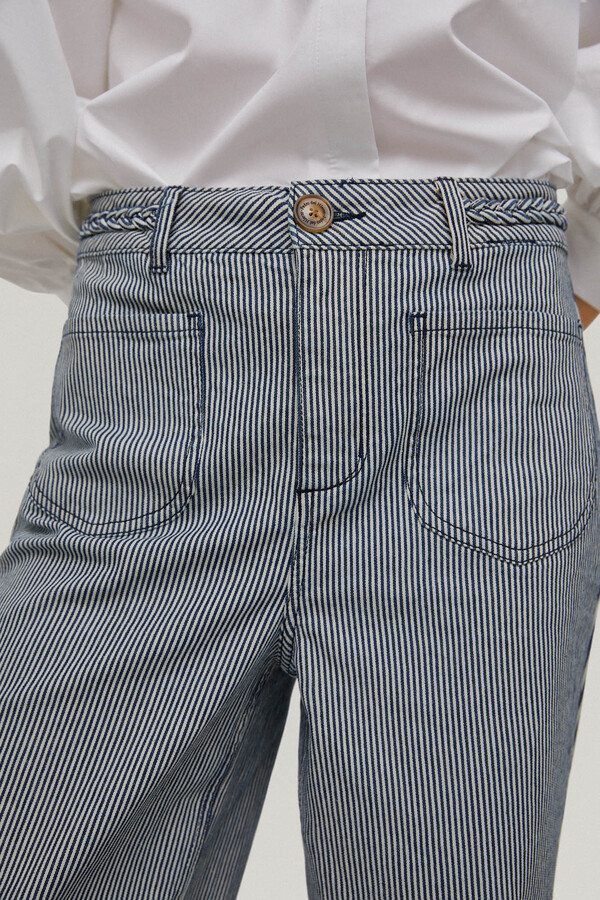 Pedro del Hierro Striped wide flared jeans Blue