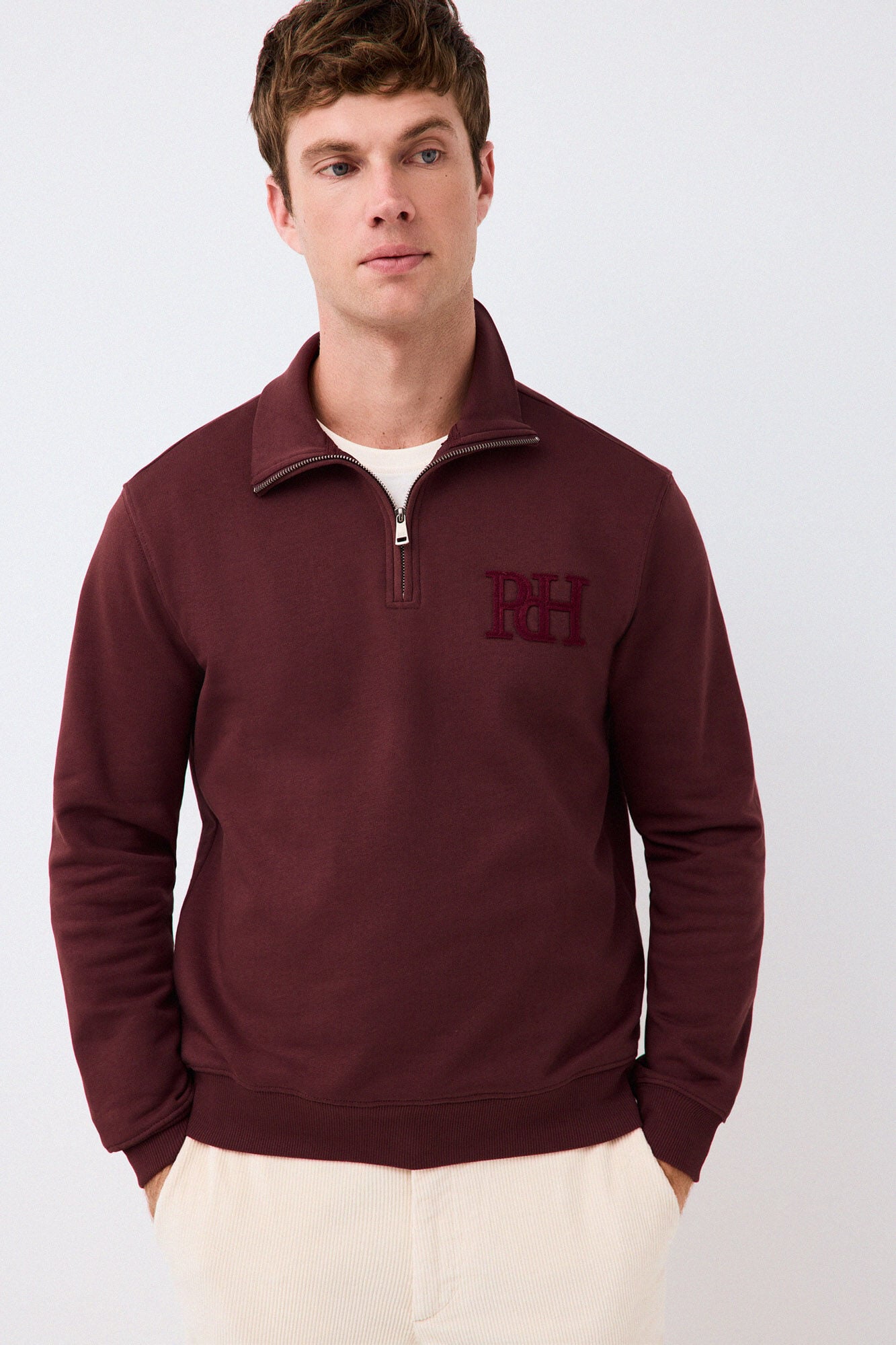 Pedro del Hierro Zip neck sweatshirt Burgundy