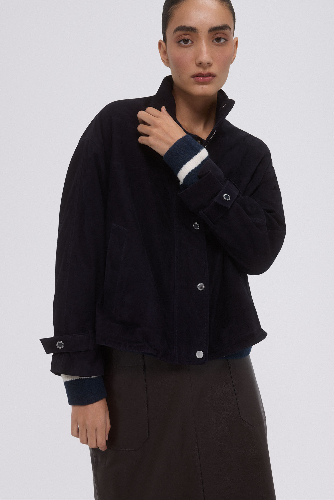 Pedro del Hierro Casaco bomber de camur&ccedil;a azul Azul