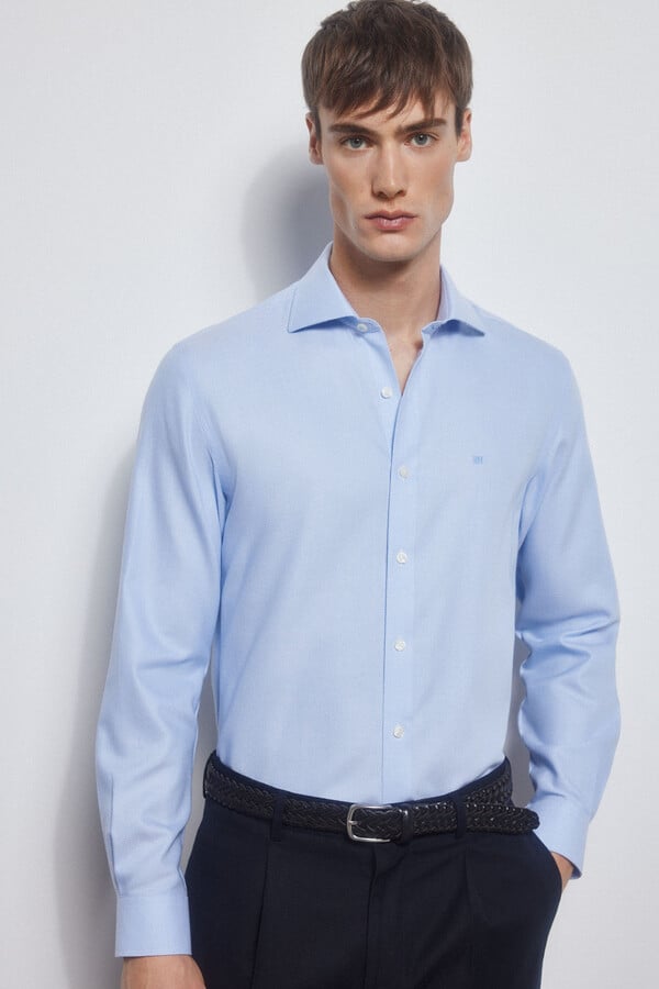 Pedro del Hierro Camisa formal lisa non iron + antimanchas Azul