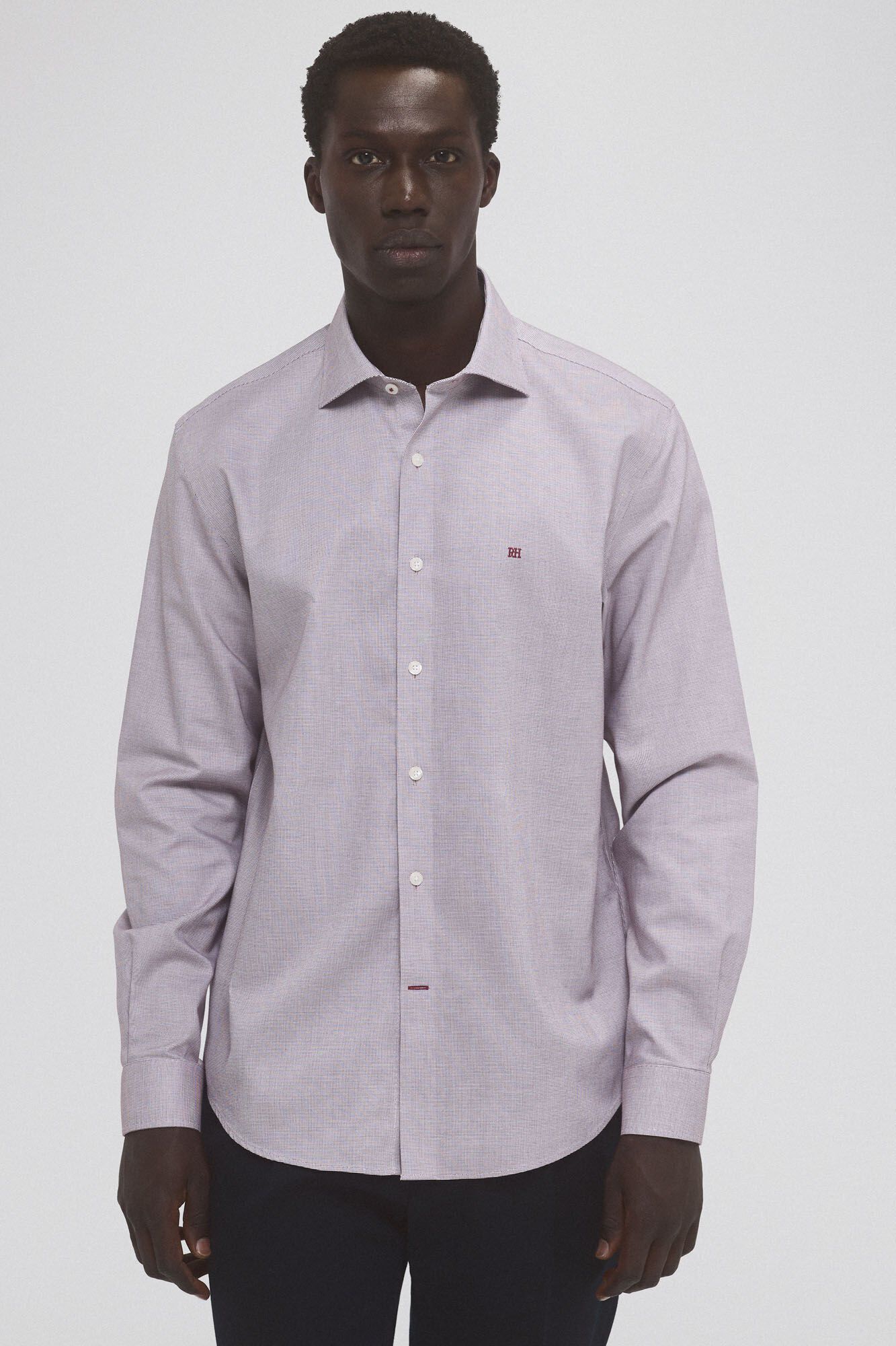 Pedro del Hierro Camisa social que n&atilde;o pode ser passada a ferro + resistente a manchas Bordeaux