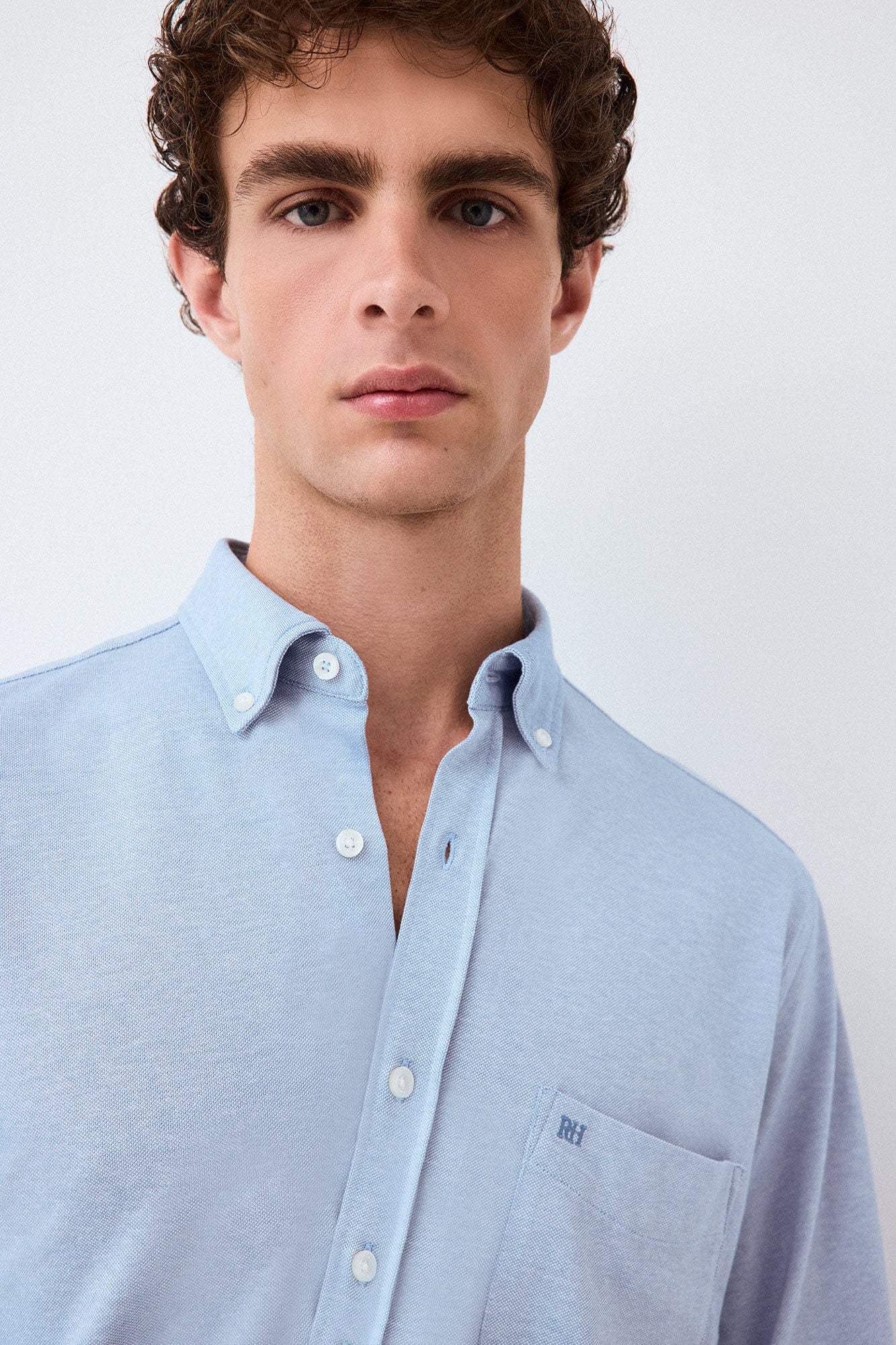 Pedro del Hierro Plain jersey-knit shirt Blue