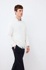 Pedro del Hierro Crew neck logo sweatshirt Ecru