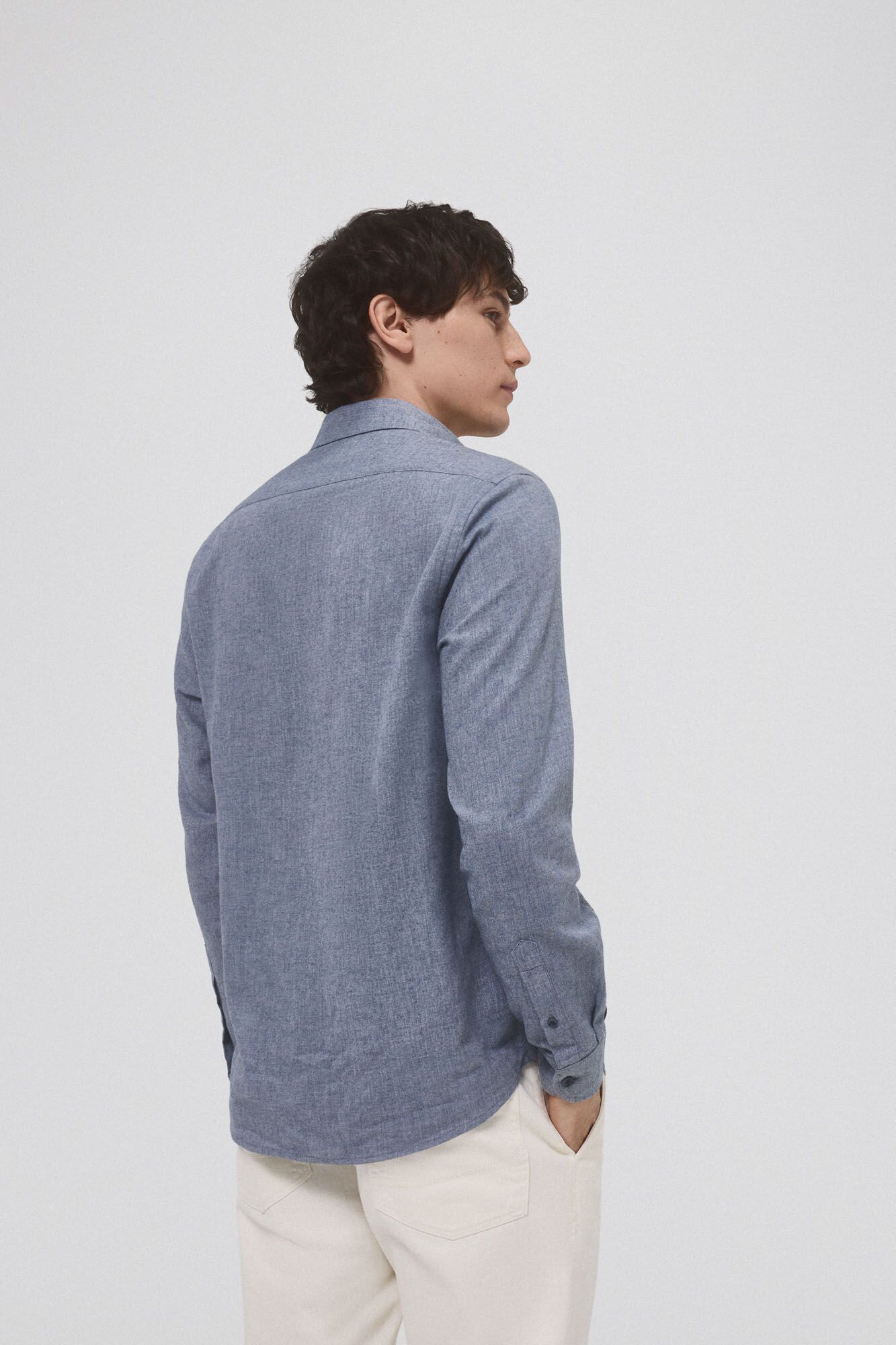 Pedro del Hierro Smooth cashmere touch twill shirt Blue