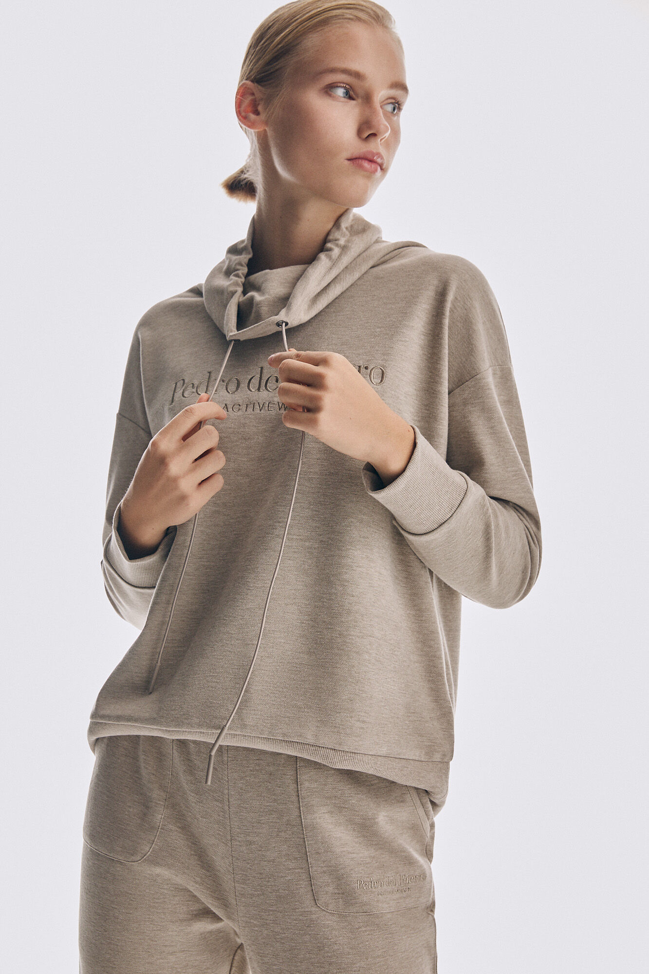 Pedro del Hierro Sudadera punto cortado logo bordado Gris