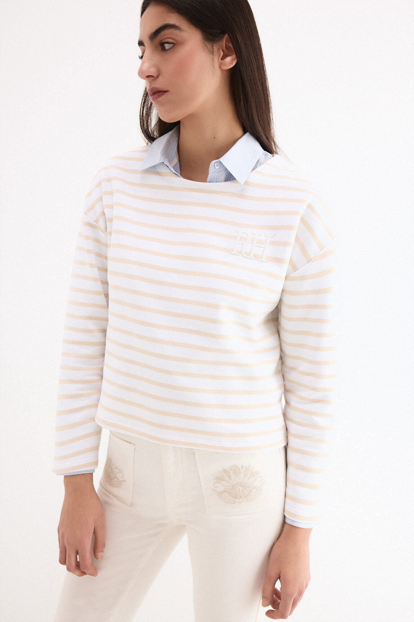 Pedro del Hierro Striped pdh logo sweatshirt