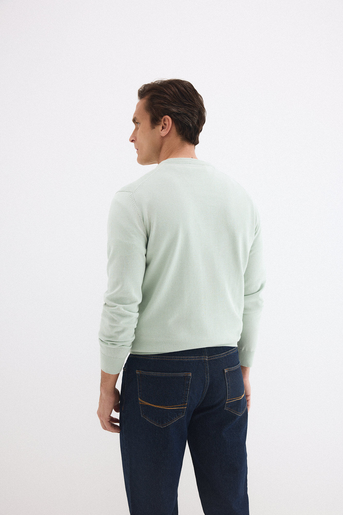 Pedro del Hierro Jersey punto algod&oacute;n premium cuello pico Verde