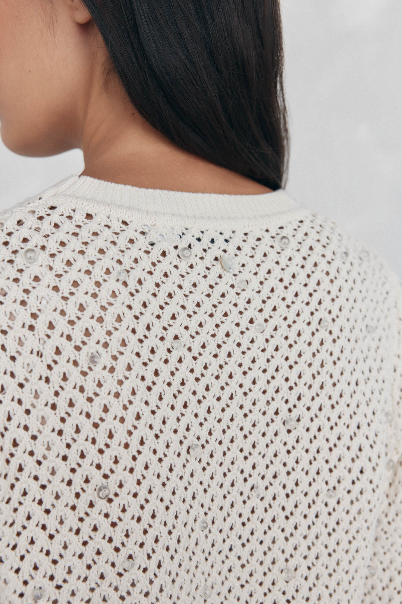 Pedro del Hierro Fancy crystal knit jersey-knit Beige