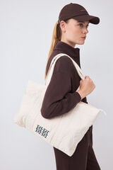Pedro del Hierro Puffer nylon handbag Beige
