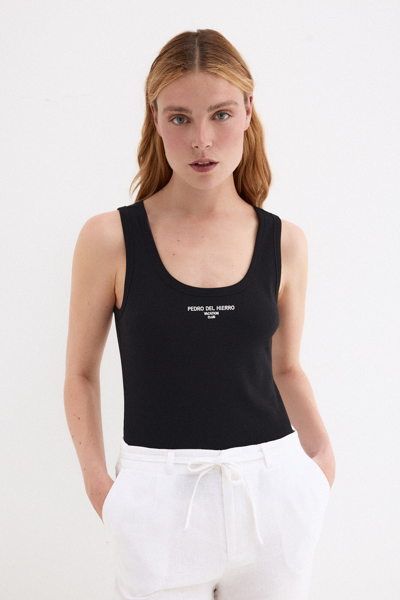 Pedro del Hierro Ribbed vest top Black