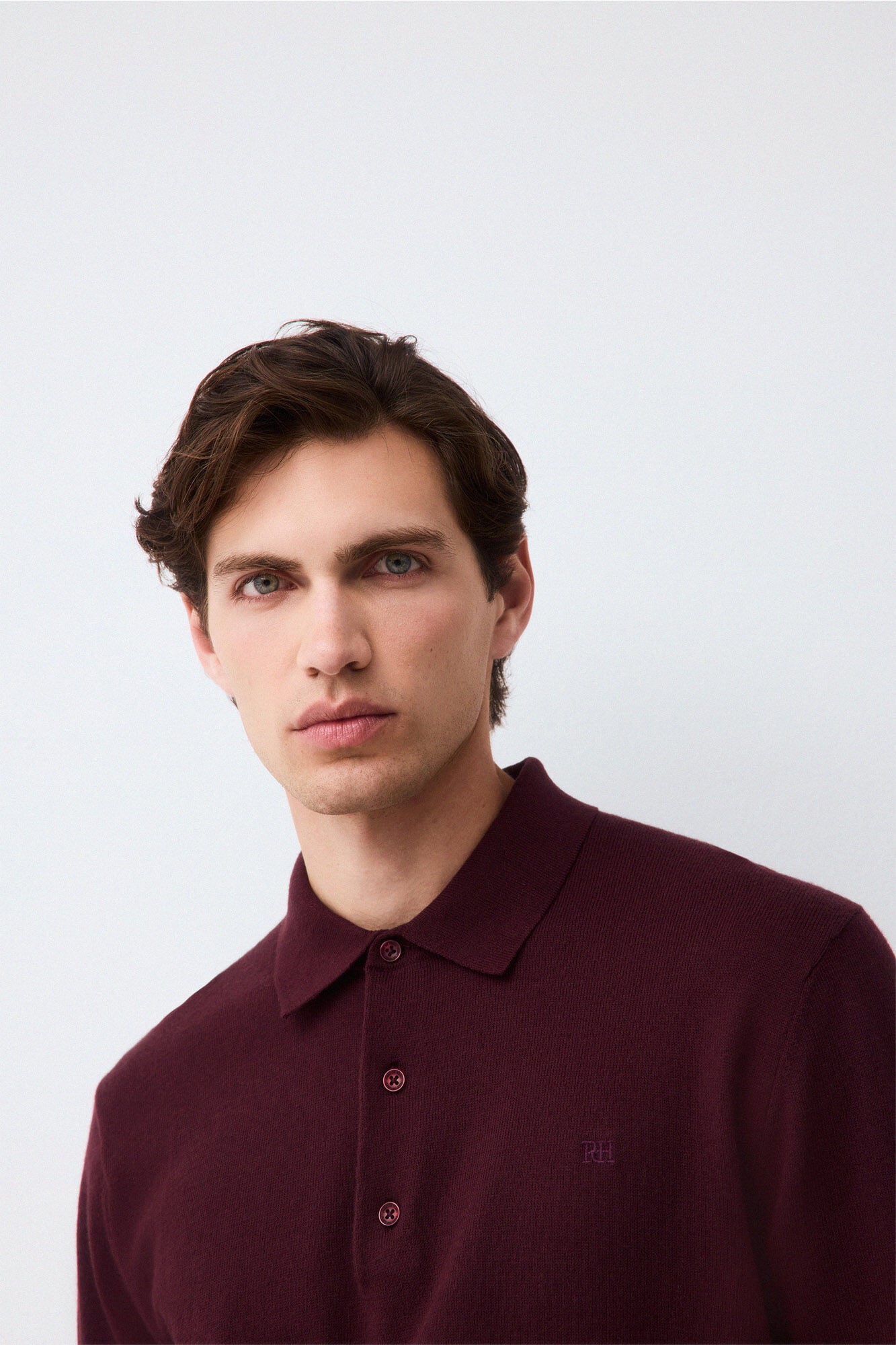 Pedro del Hierro Premium cotton silk cashmere knit jumper Burgundy