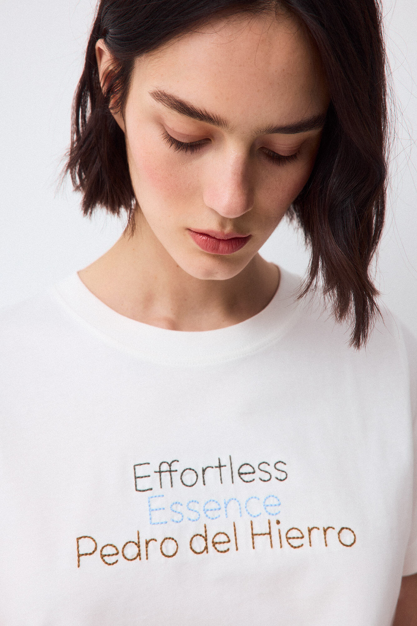 Pedro del Hierro Short sleeve graphic T-shirt Ecru
