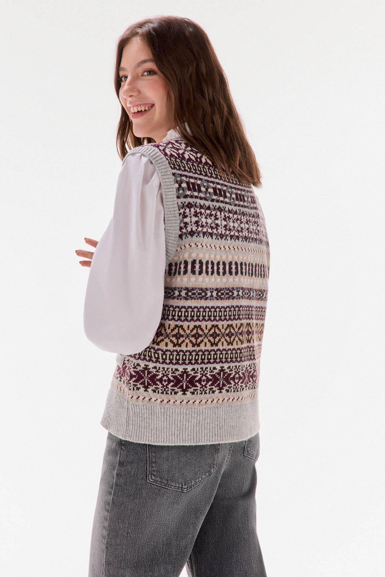 TFP by Tamara Falc&oacute; Geometric jacquard gilet