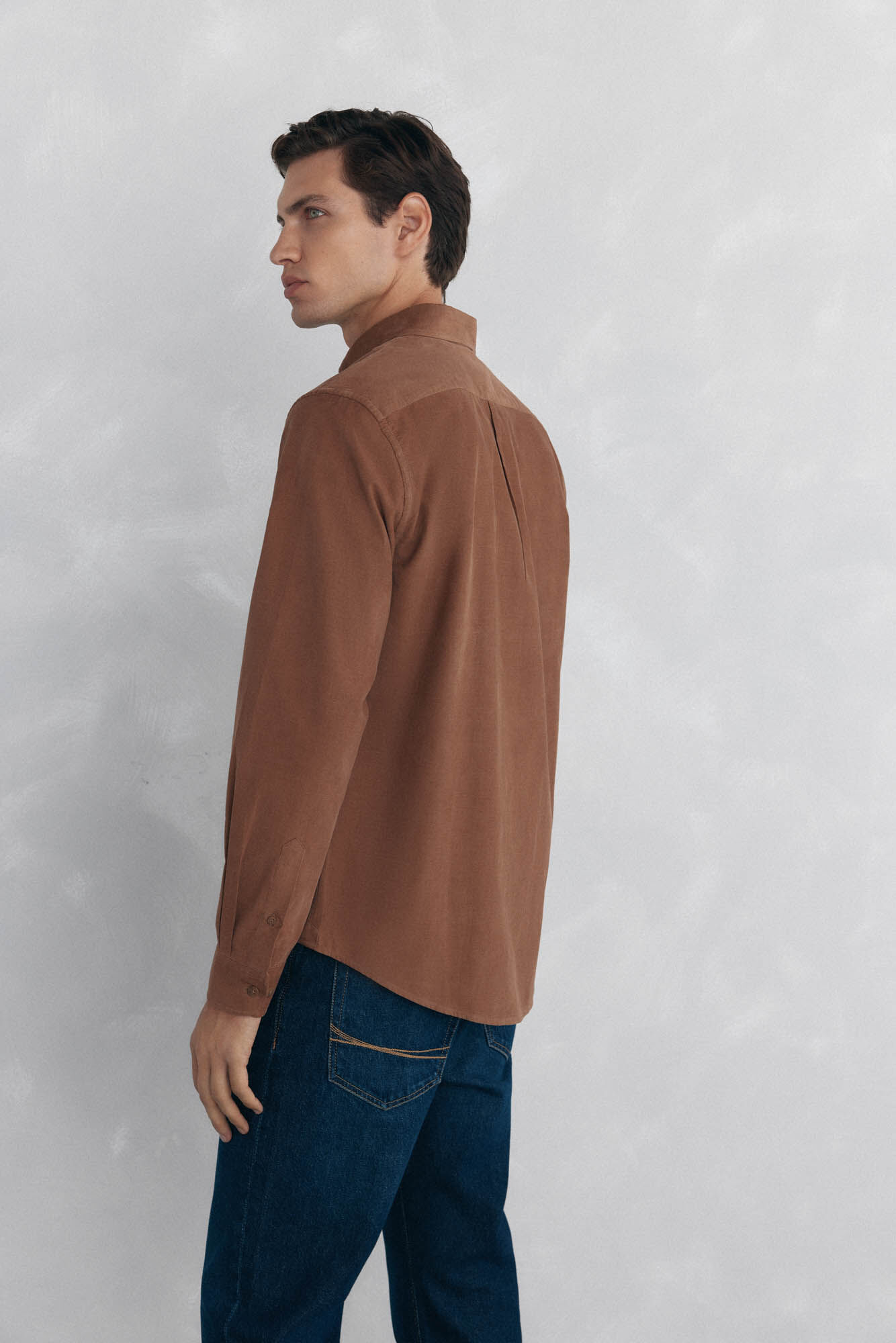 Pedro del Hierro Camisa de veludo macio Marrom