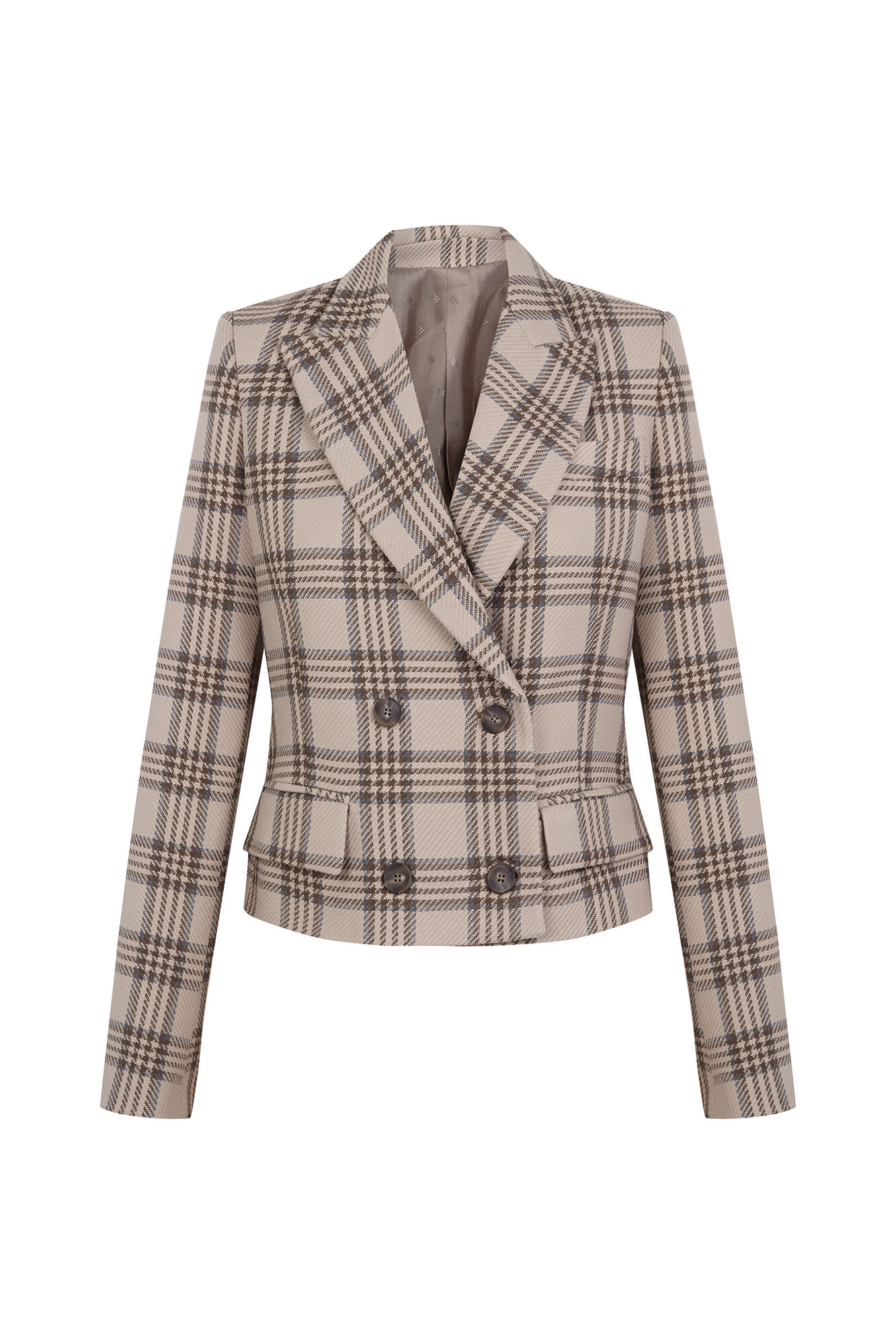 Pedro del Hierro Cropped double-breasted blazer Brown