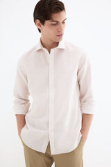 Pedro del Hierro Linen striped easy-iron dress shirt Beige