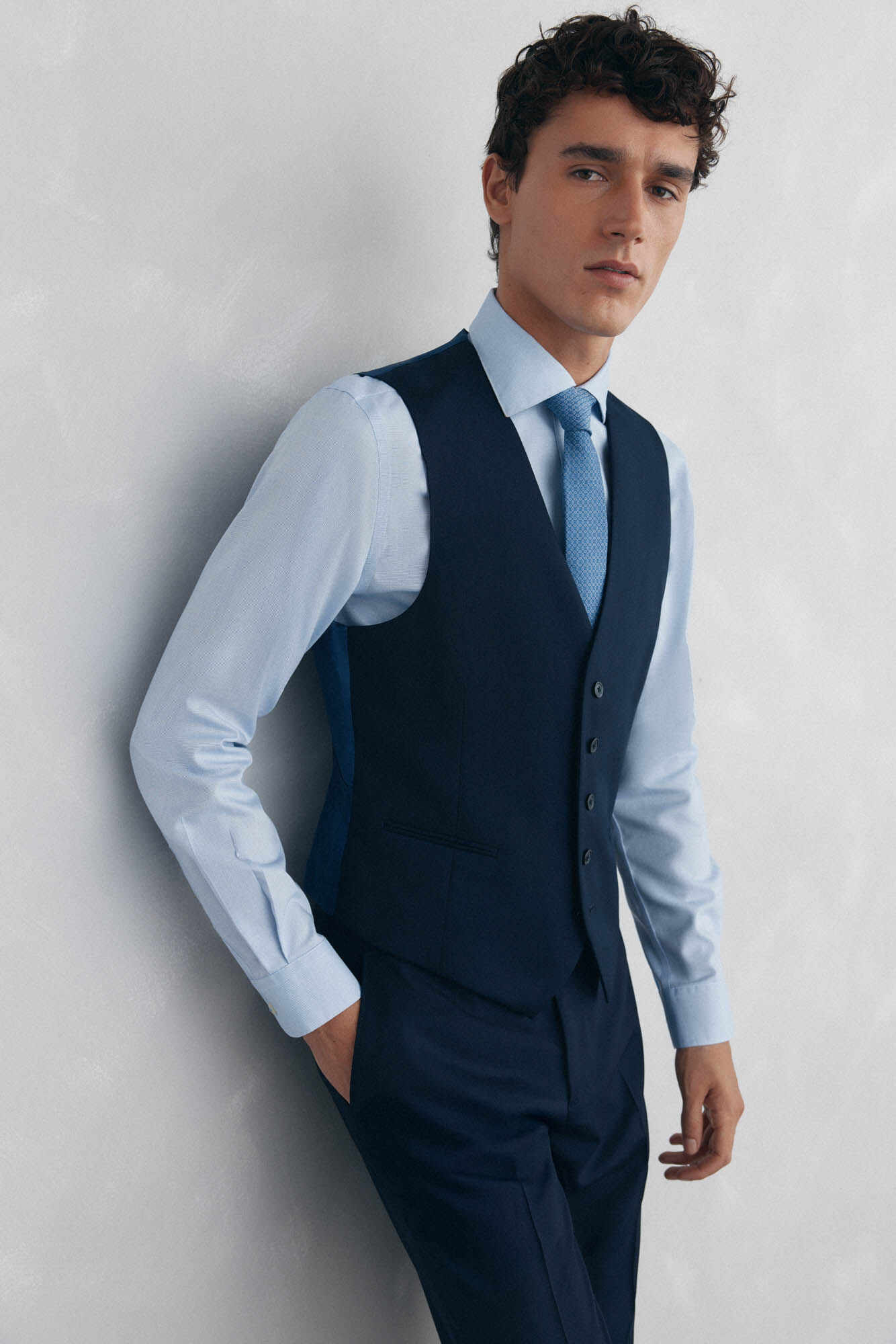 Pedro del Hierro Blue back tailored fit structured vest