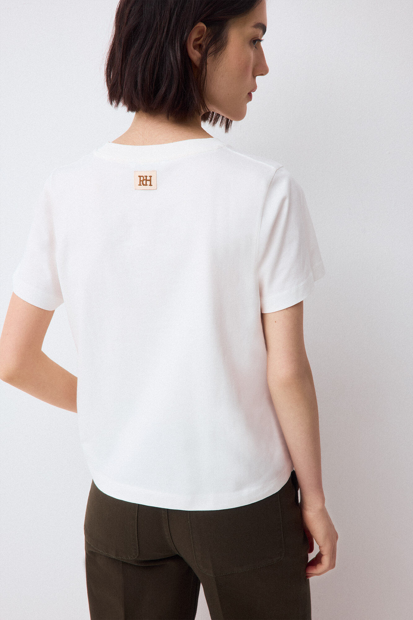 Pedro del Hierro Short sleeve graphic T-shirt Ecru