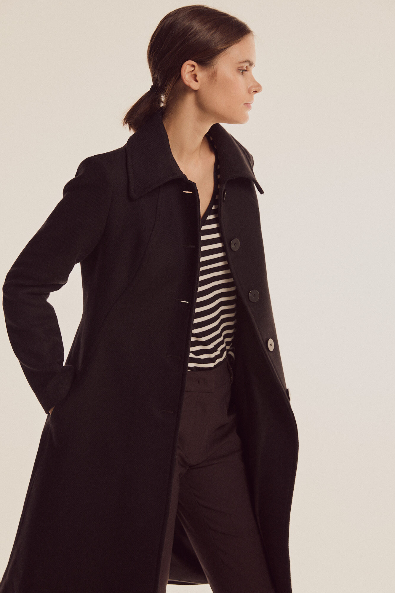 Pedro del Hierro Abrigo botones Negro