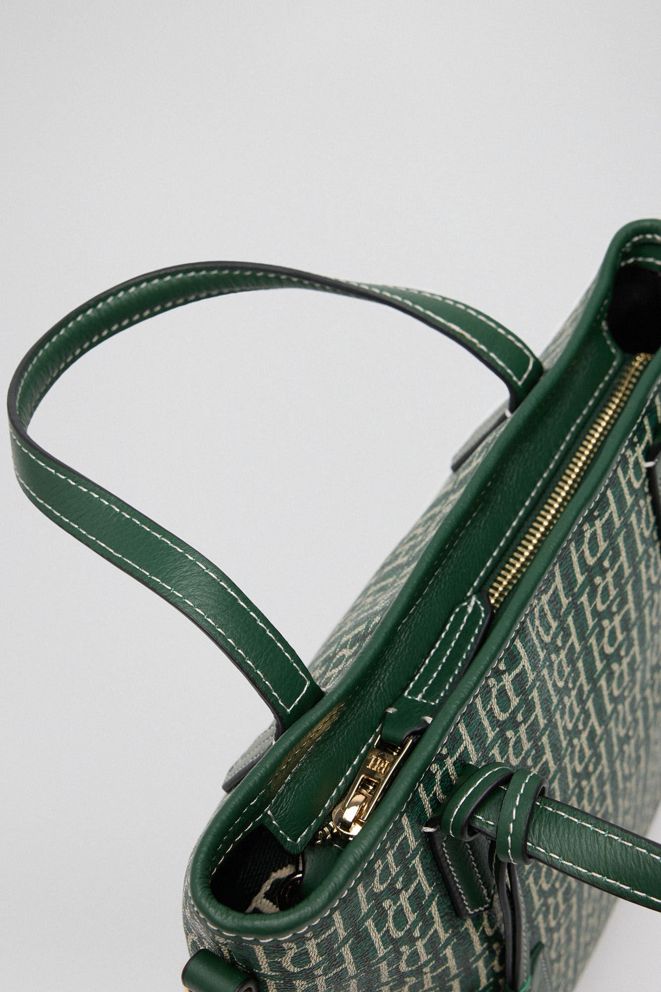 Pedro del Hierro Mini tote logo y piel Verde
