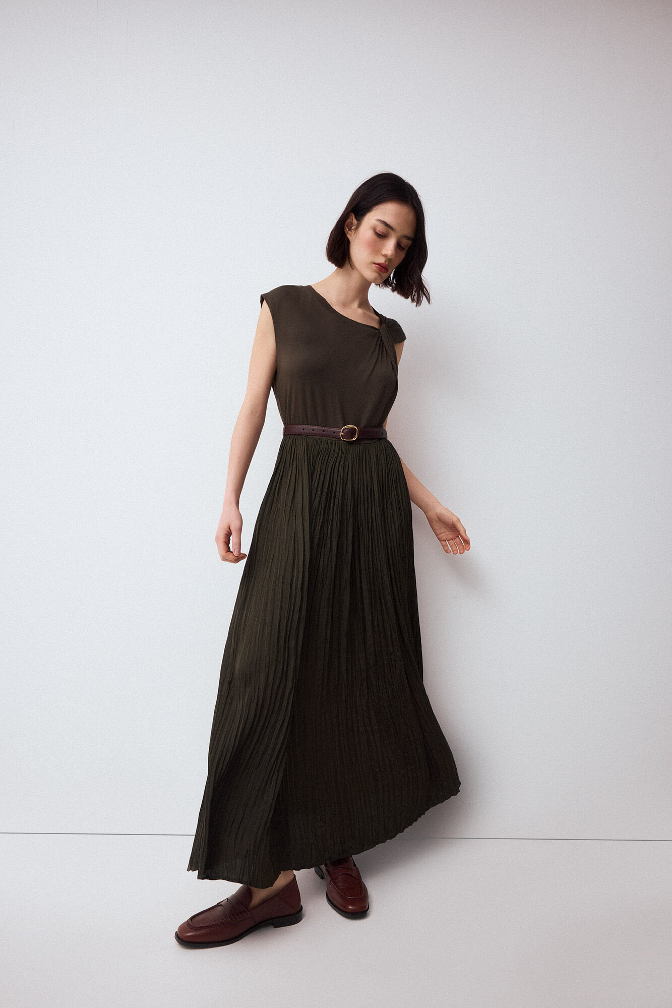 Pedro del Hierro Combined dress with knot detail Green