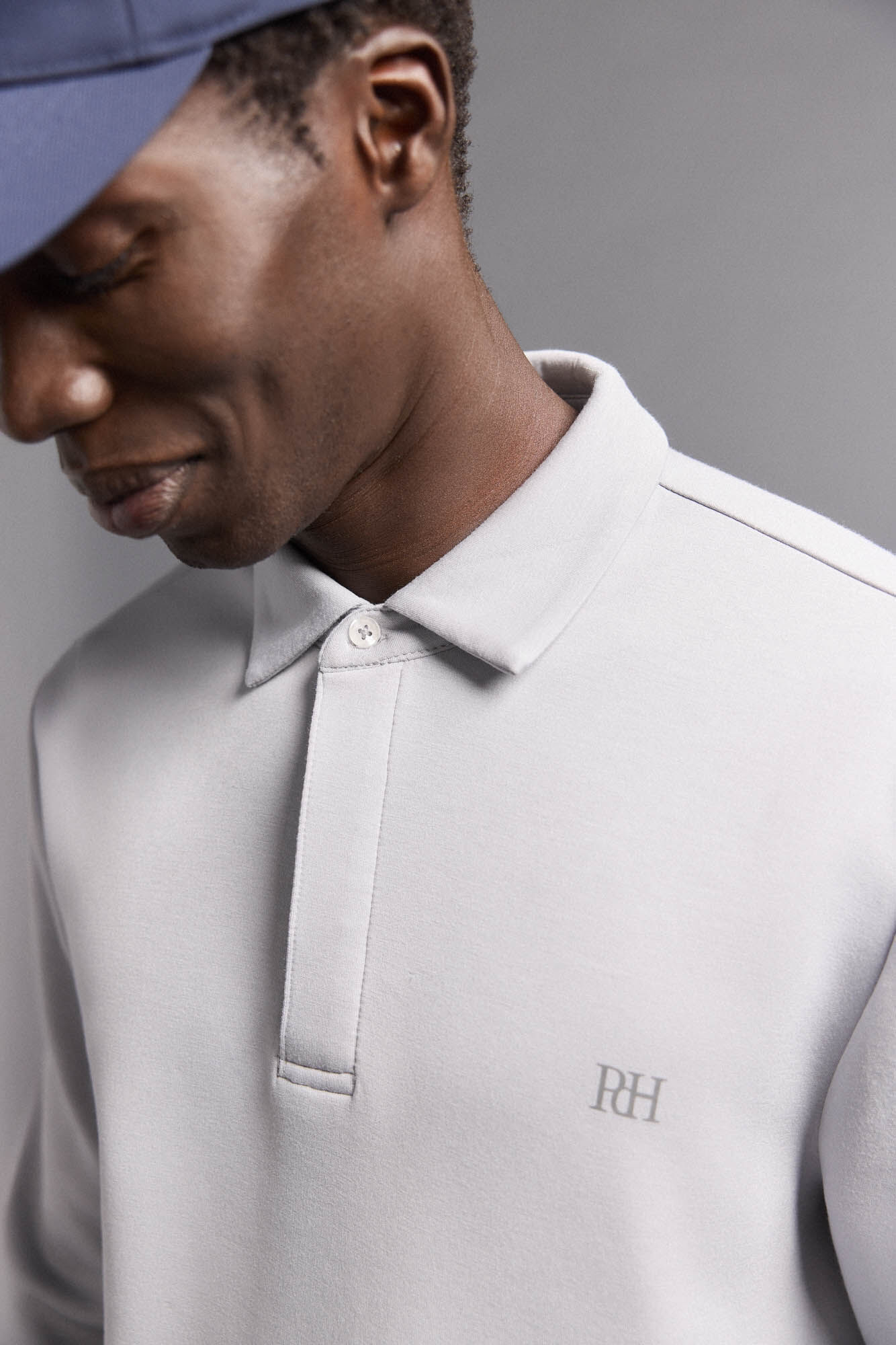 Pedro del Hierro Plain long sleeve golf polo shirt Grey