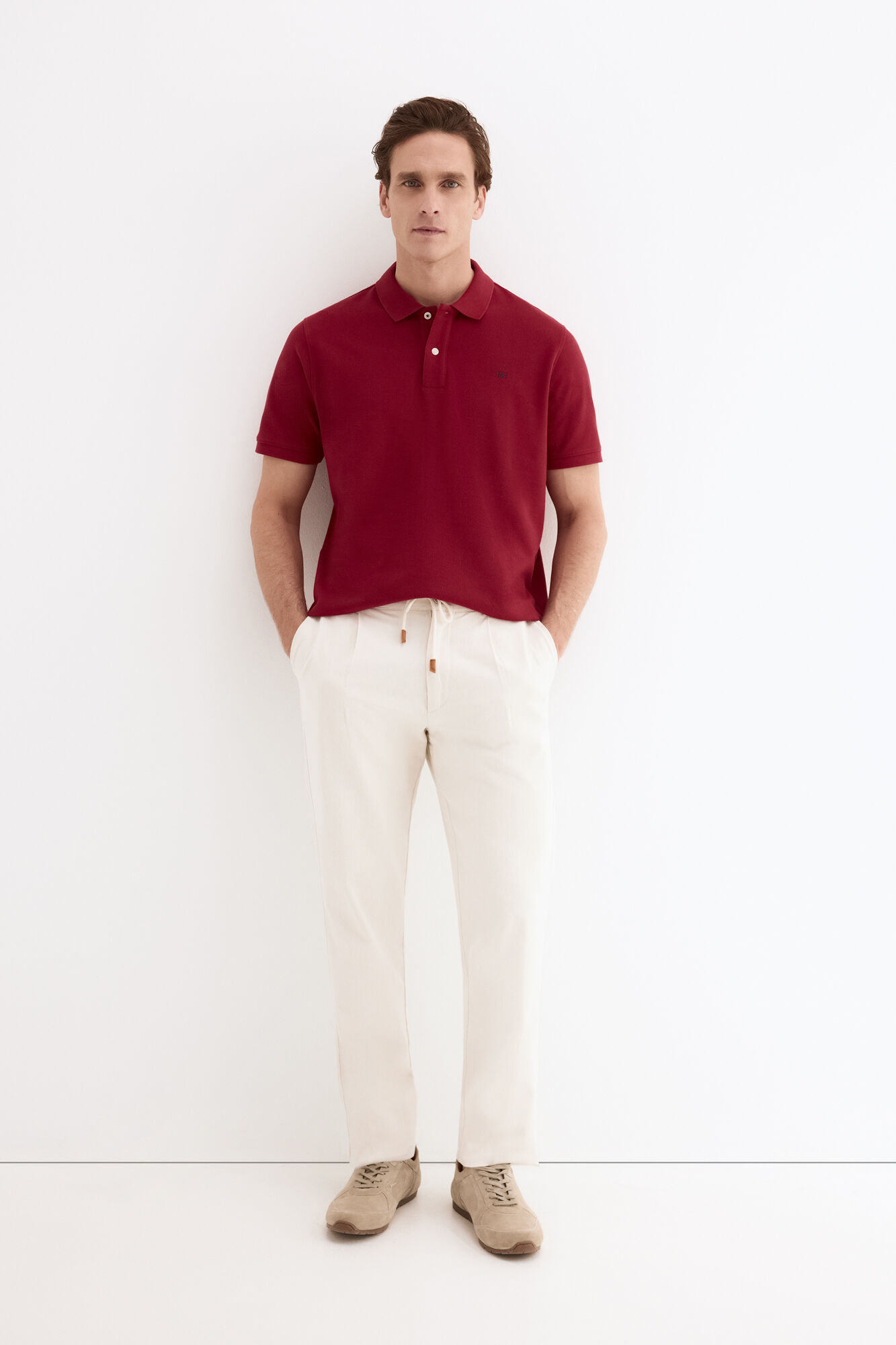 Pedro del Hierro Piqu&eacute; basic polo shirt Red