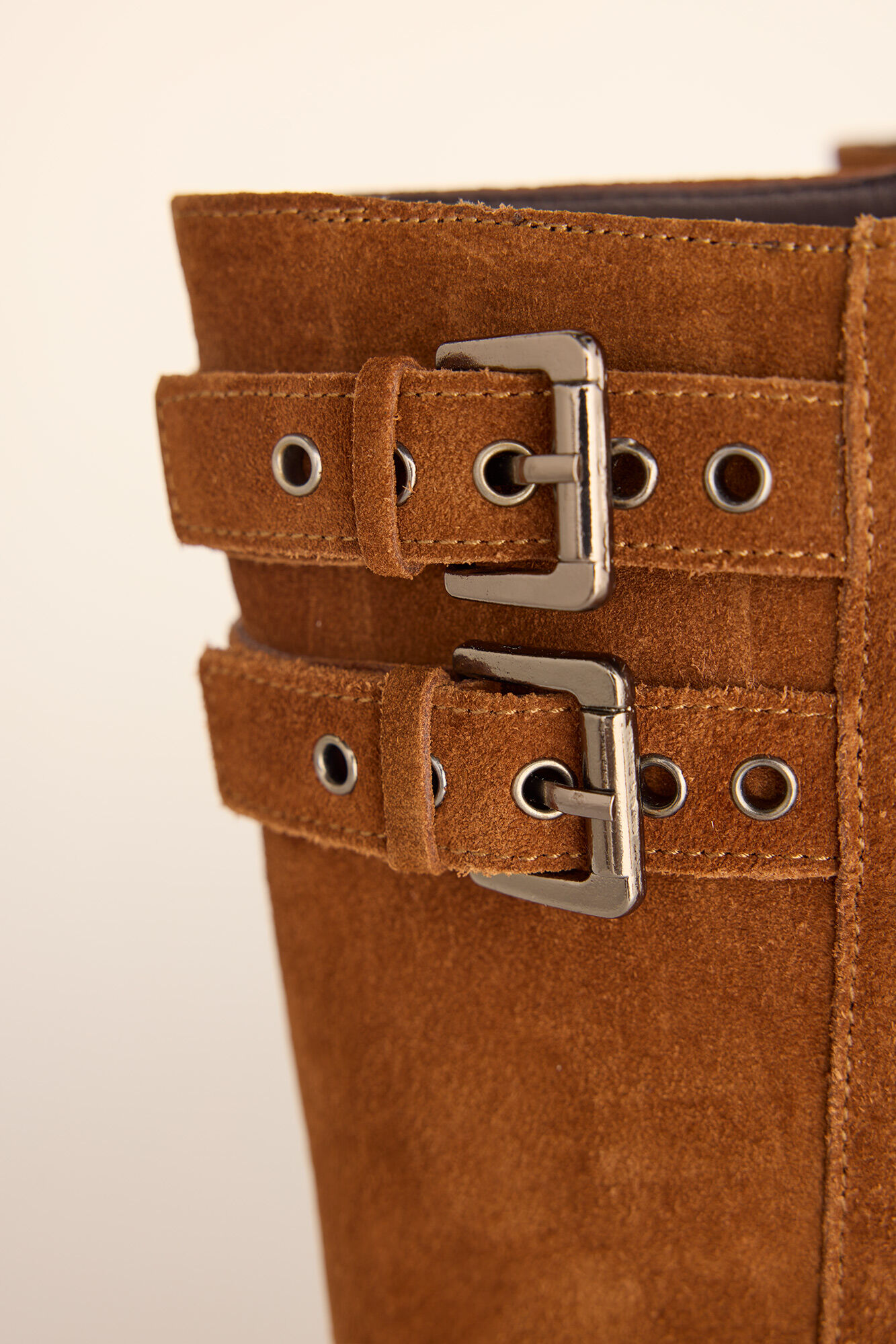 Pedro del Hierro Suede biker boot with buckles Brown