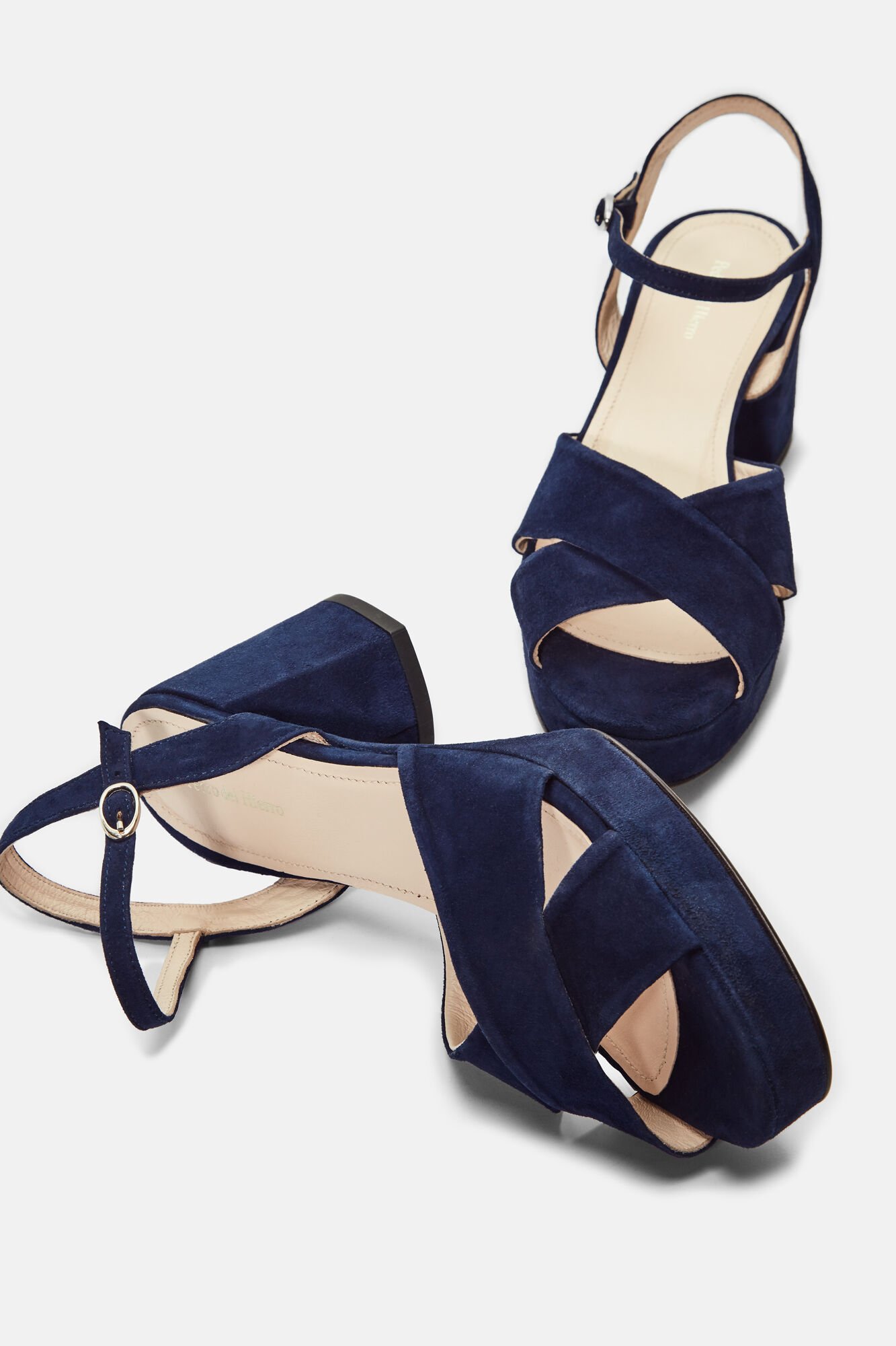 navy blue block sandals