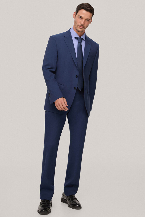 Pedro del Hierro Blue tailored fit suit trousers. Blue