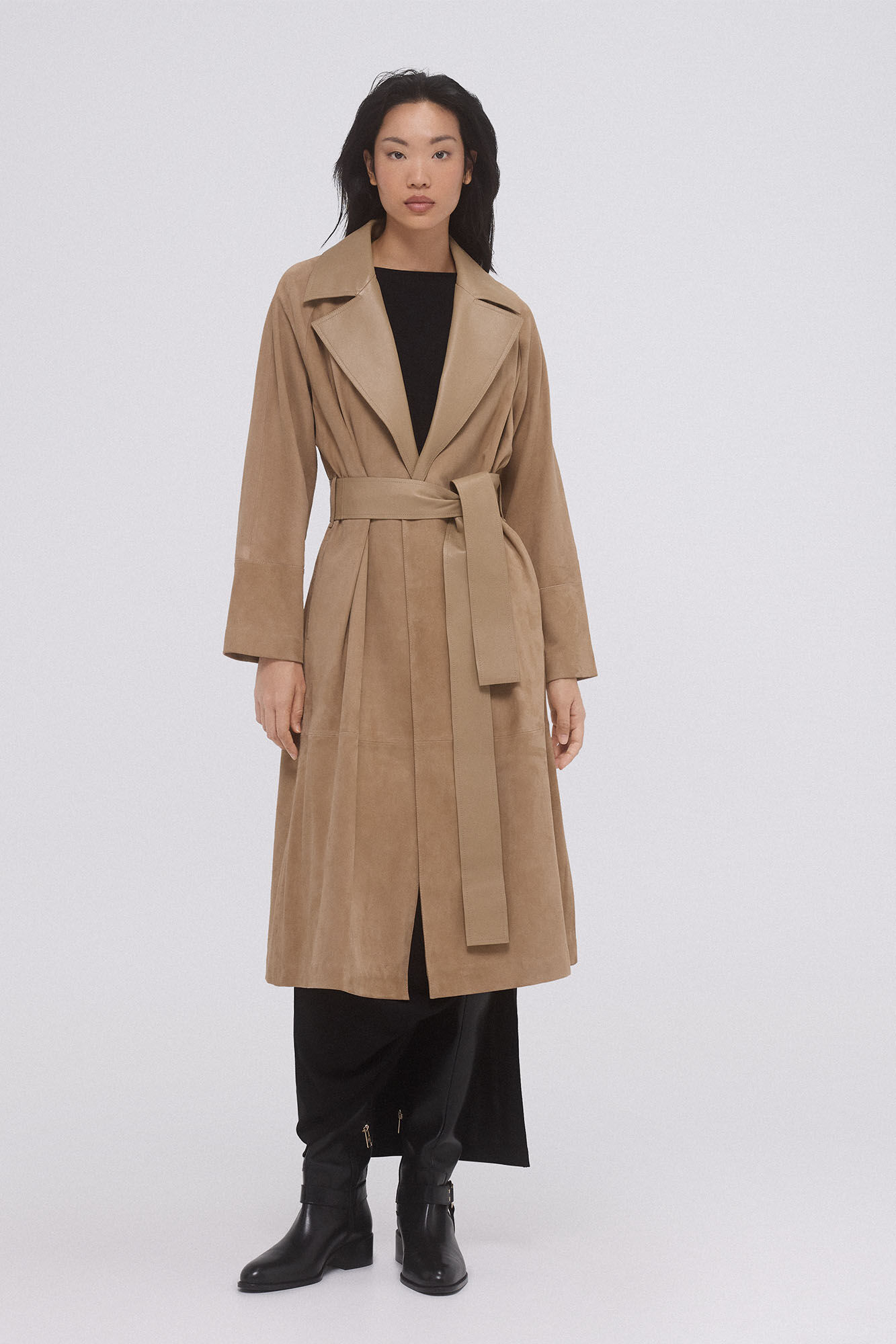 Pedro del Hierro leather trench Brown