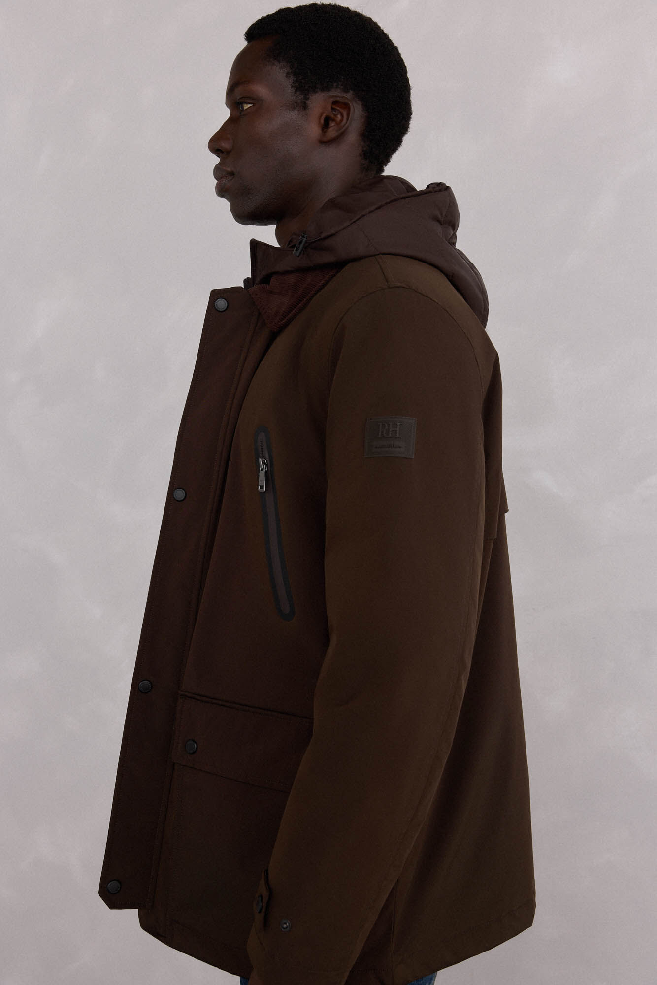 Pedro del Hierro Water-repellent zip fastening jacket Brown