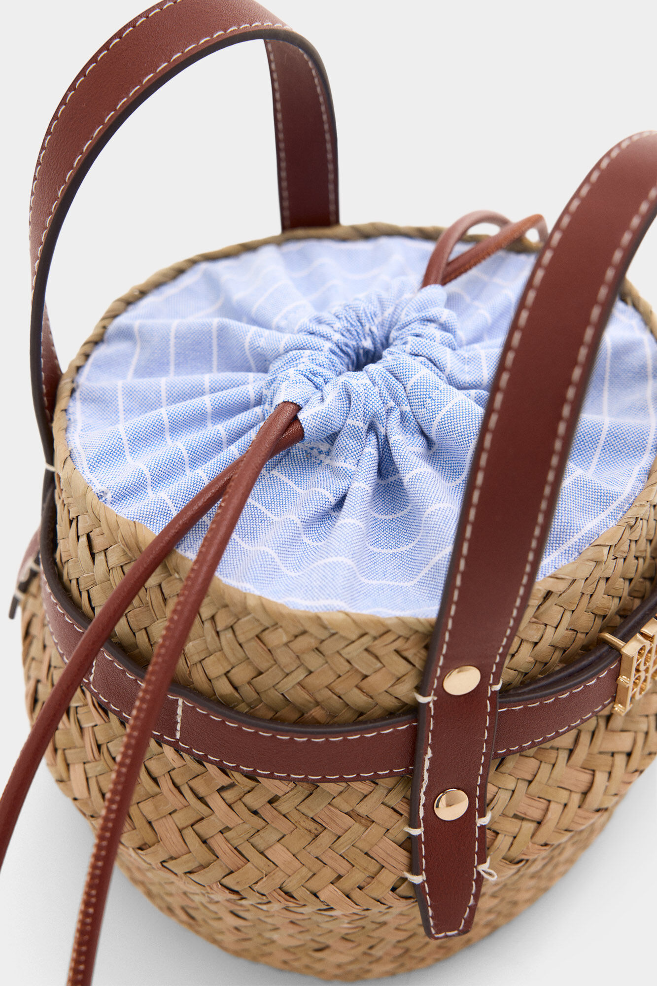 Pedro del Hierro Raffia-effect bucket bag Black