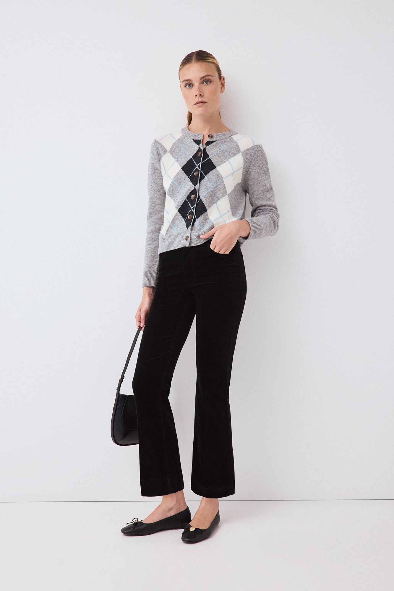 Pedro del Hierro Pantalones flare cropped velvet