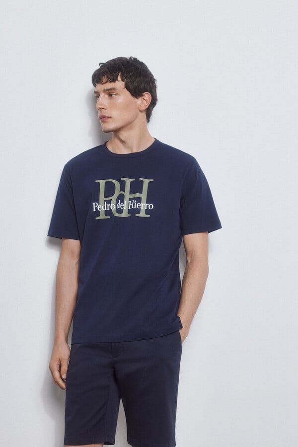Pedro del Hierro Logo print T-shirt Blue
