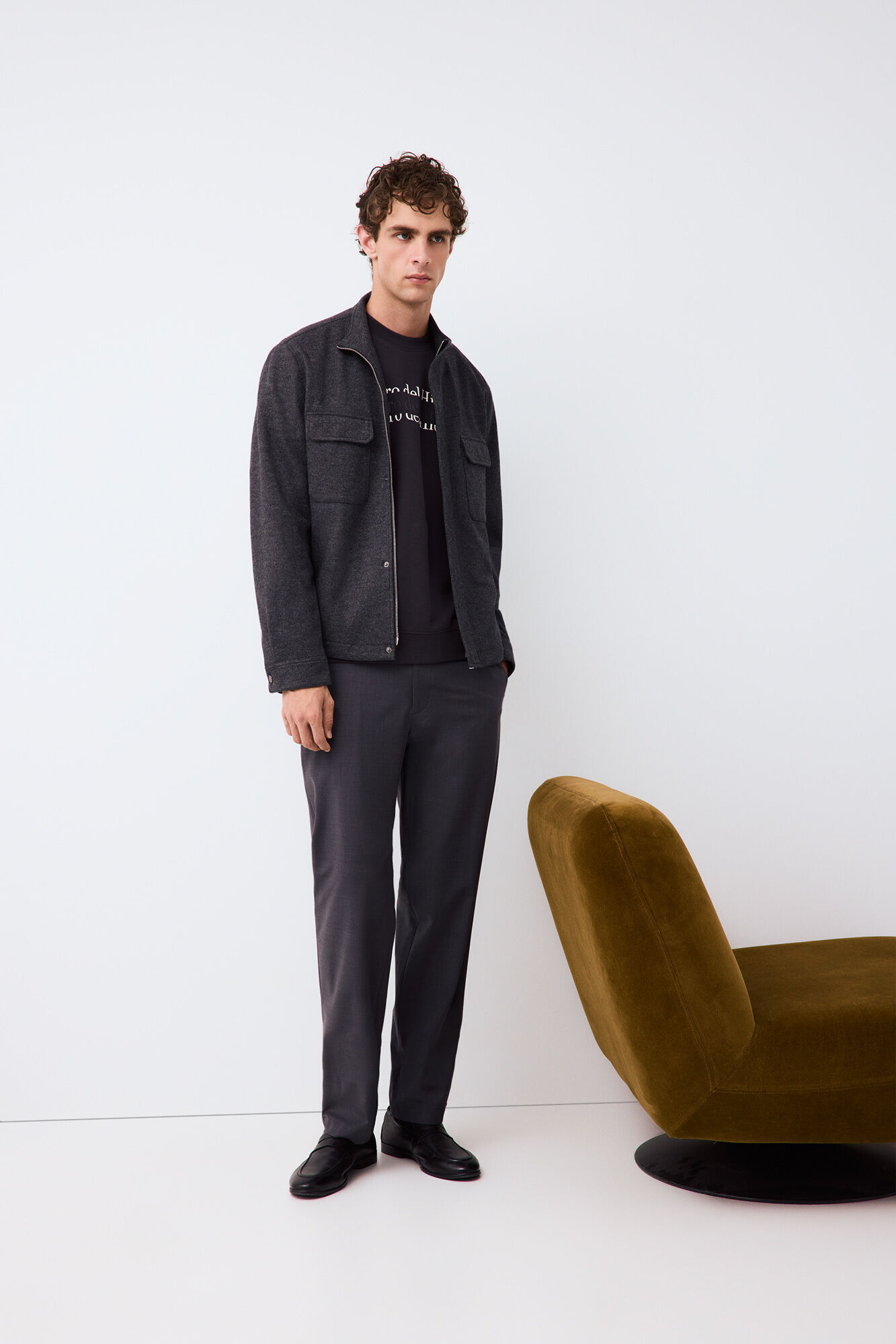 Pedro del Hierro Crew neck logo sweatshirt Grey