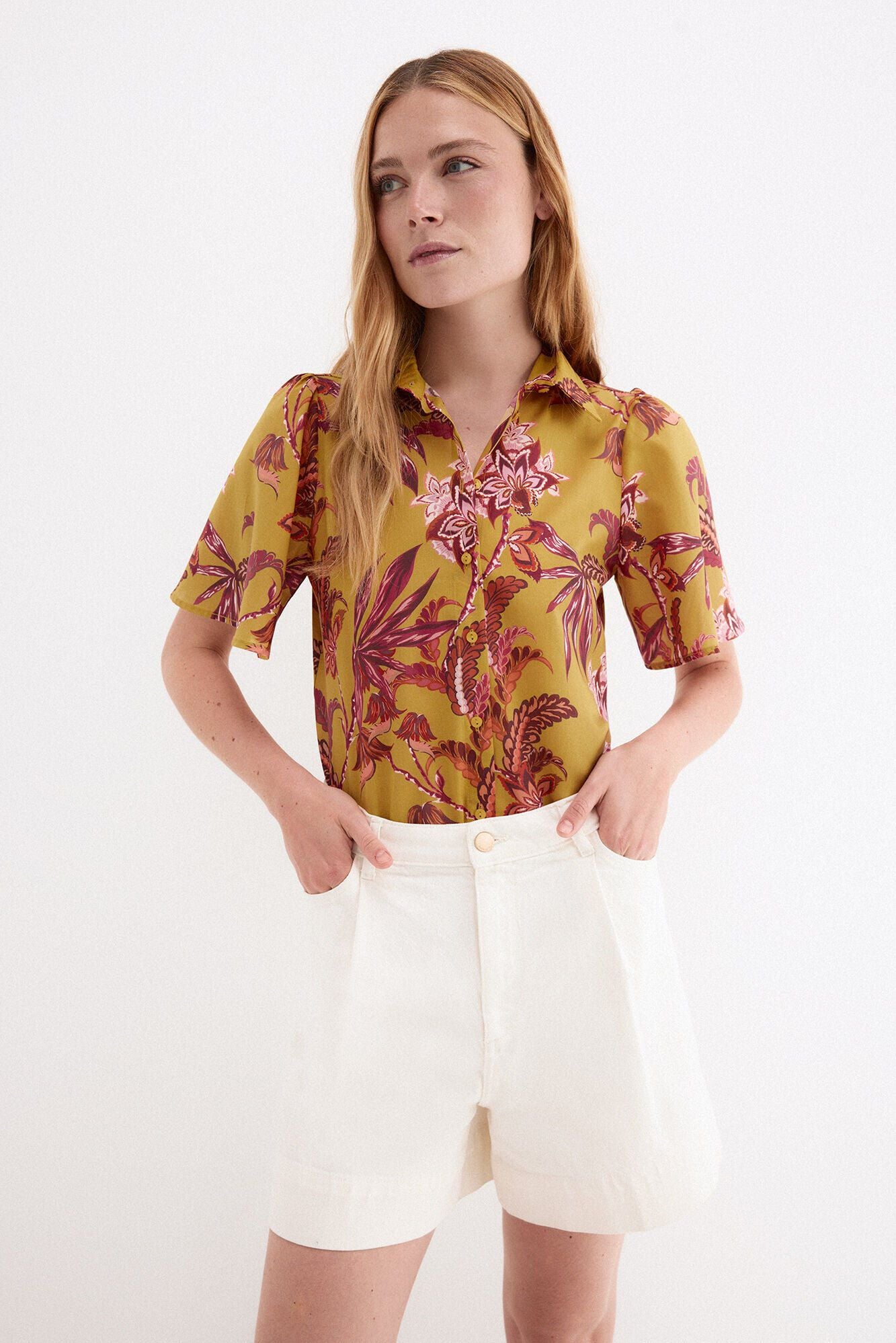 Pedro del Hierro Printed short sleeve shirt Yellow