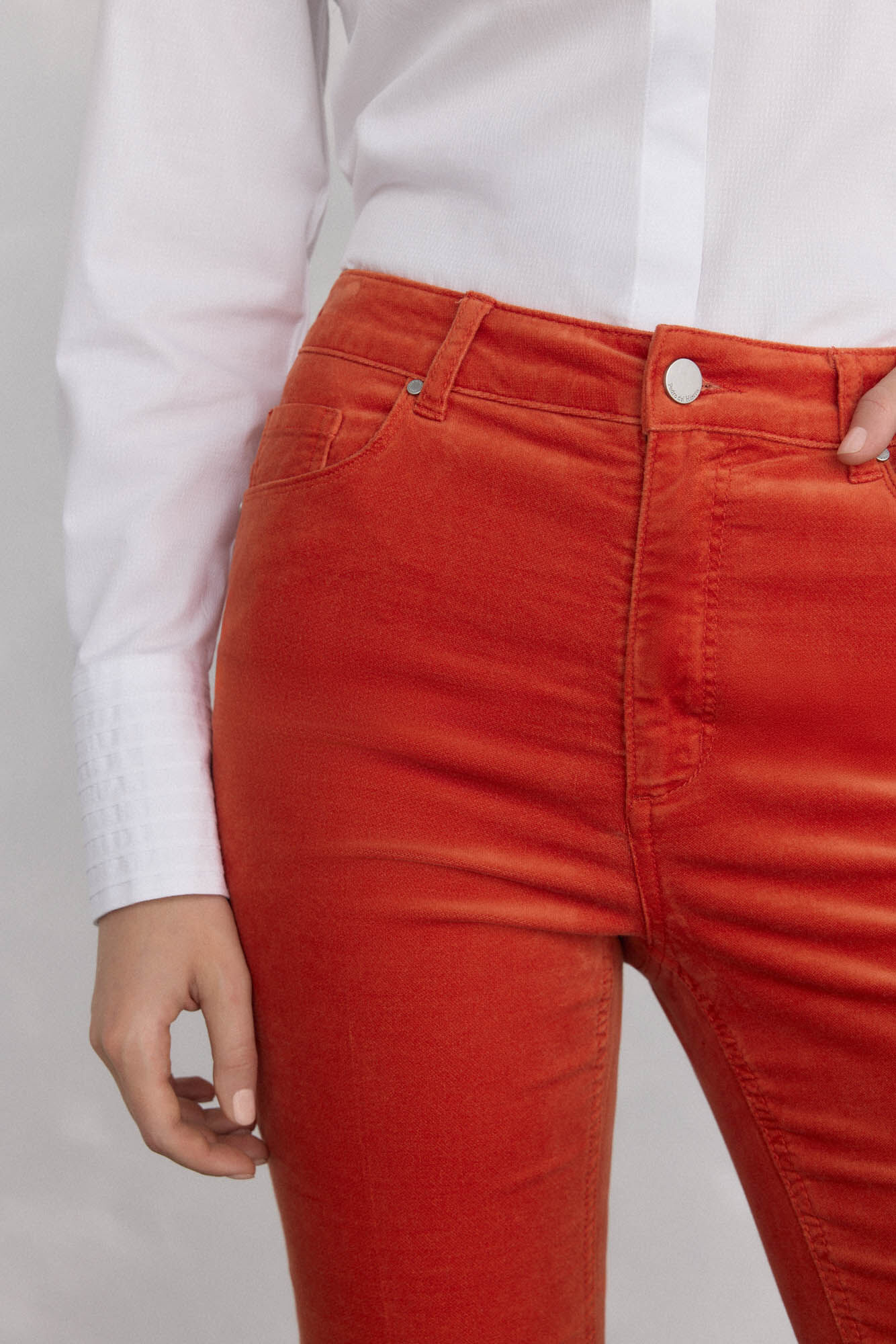 Pedro del Hierro Cal&ccedil;a flare de veludo cropped Laranja