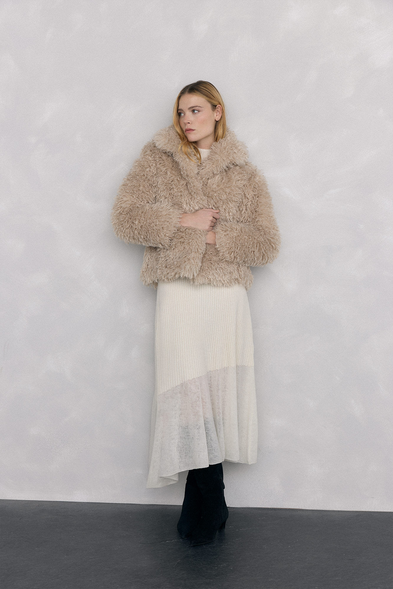 Pedro del Hierro Coat fur effect coat Beige
