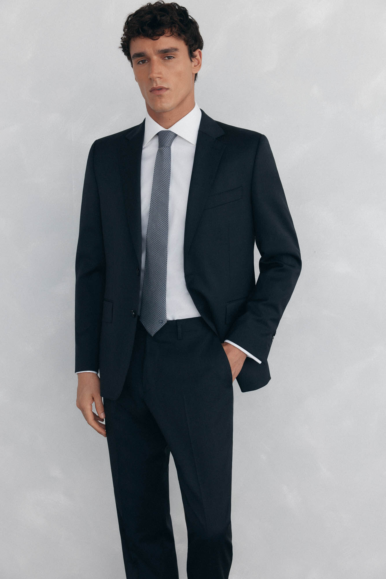 Pedro del Hierro Smooth tailored bi-stretch blazer Grey