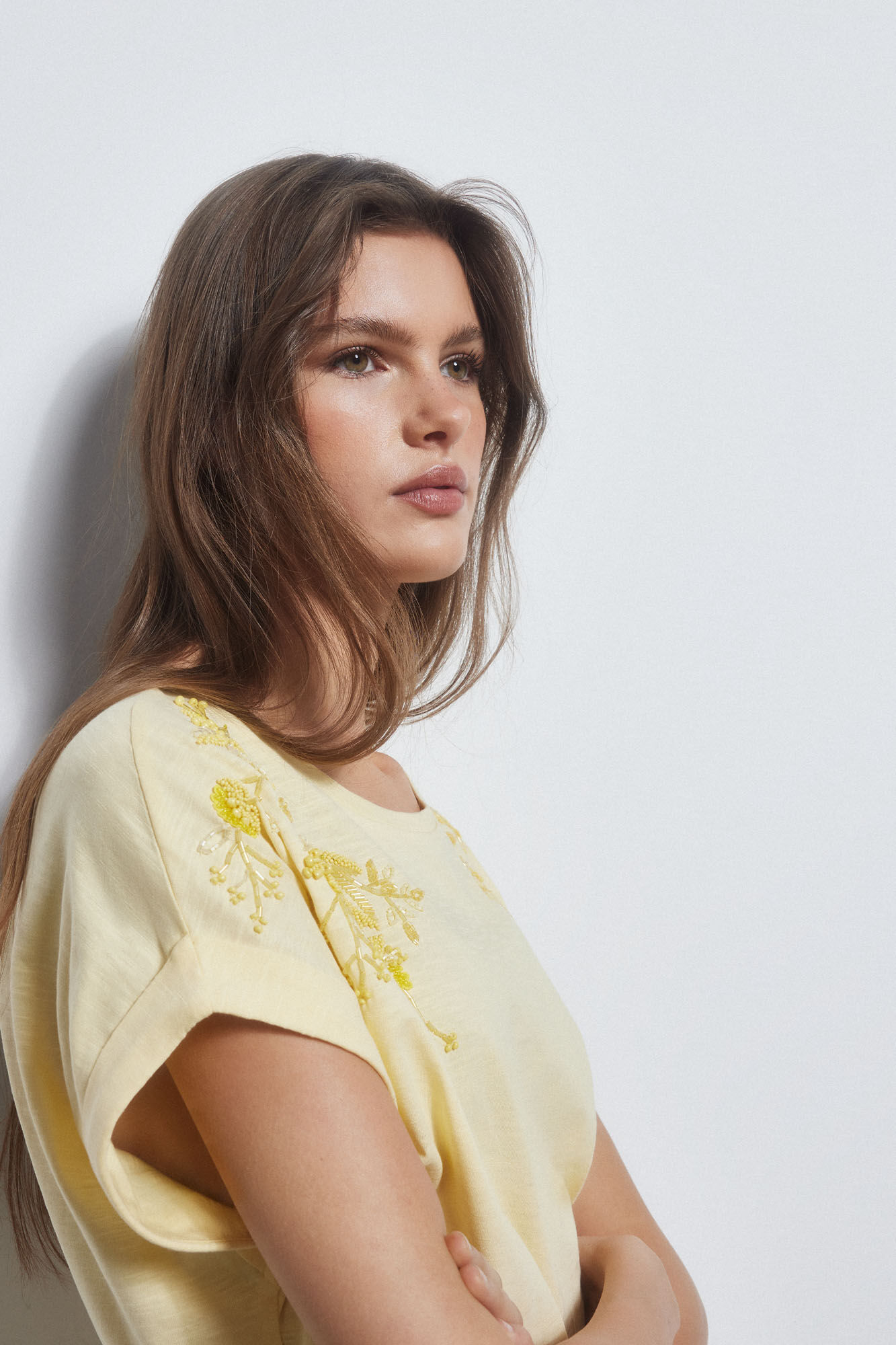 Pedro del Hierro Embroidered short-sleeved t-shirt Yellow