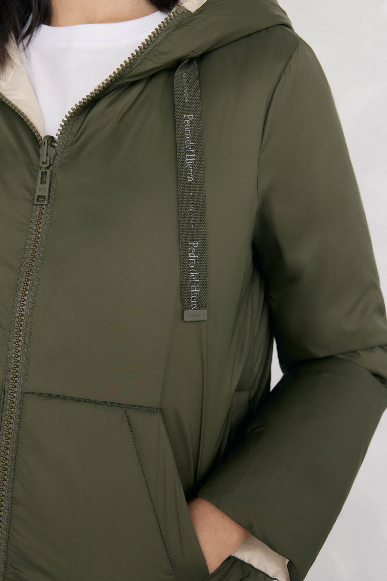 Pedro del Hierro Reversible hooded parka Green