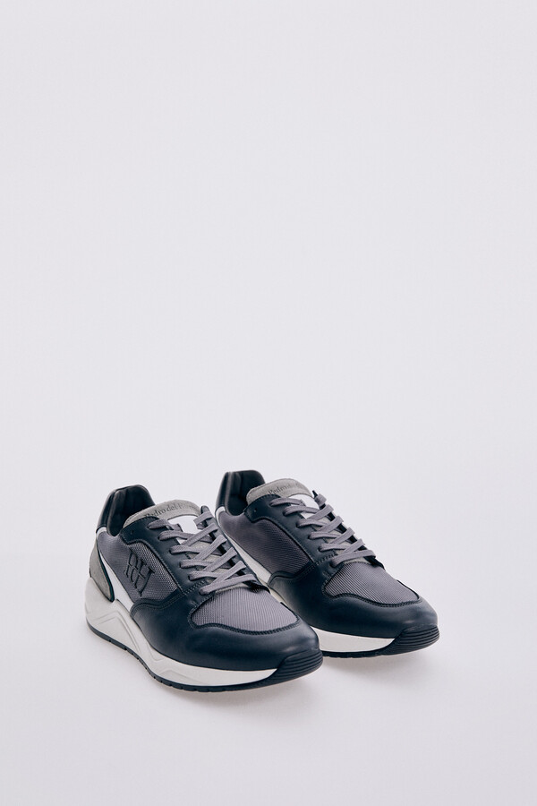 Pedro del Hierro Leather rubber-soled sneakers Grey