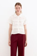 Pedro del Hierro Knit crochet-look polo neck top White
