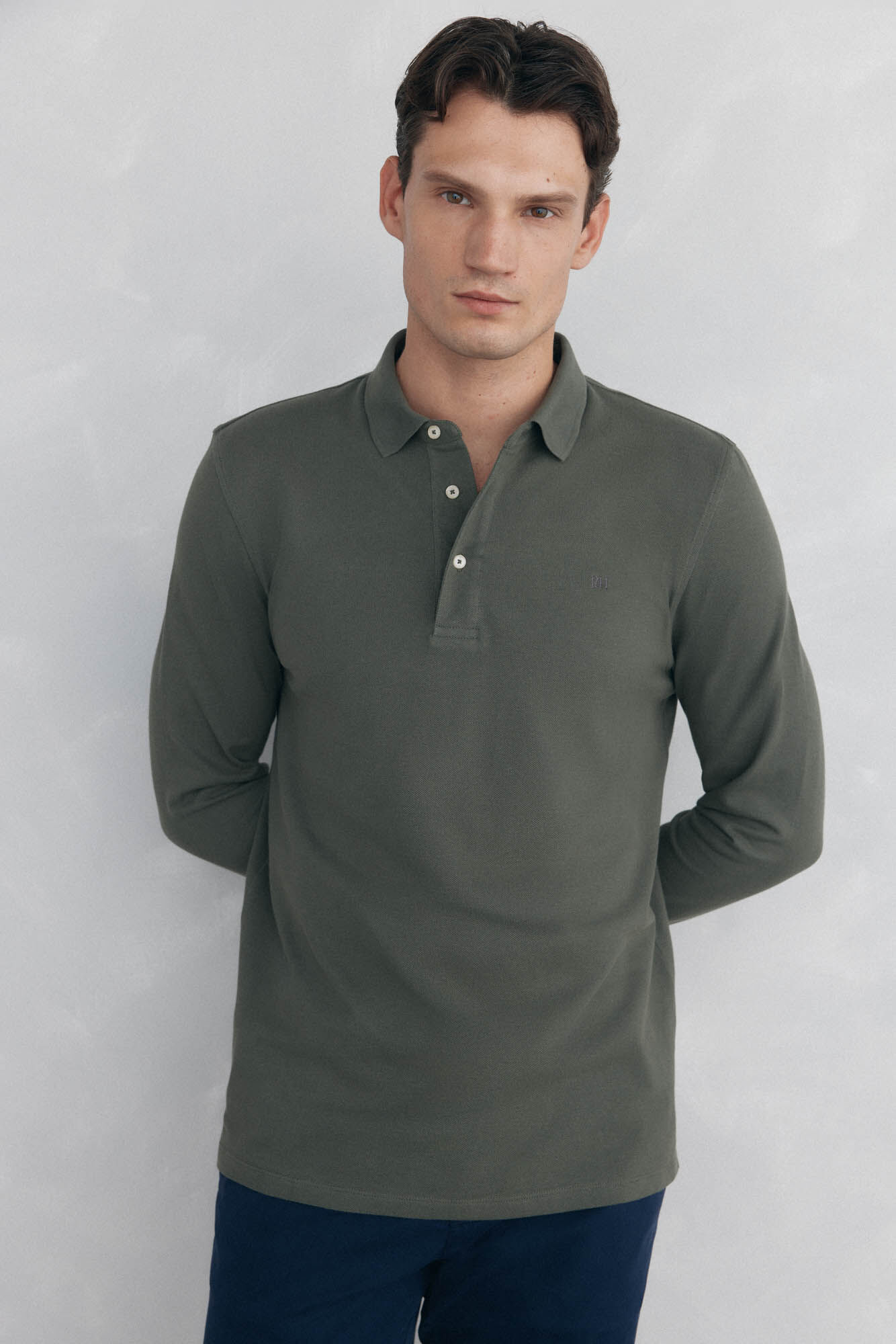 Pedro del Hierro Essential long-sleeved polo shirt Green