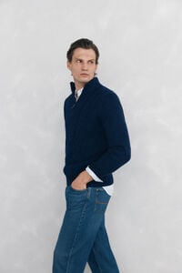 Pedro del Hierro Structured wool jersey-knit sweater with zip fastening