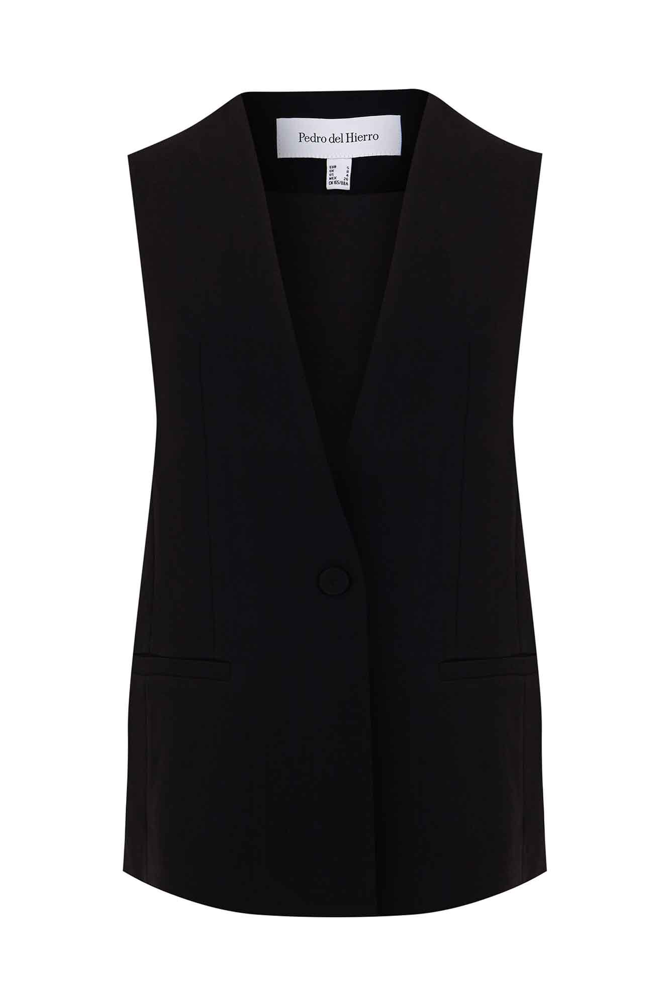 Pedro del Hierro Chaleco largo bot&oacute;n Negro